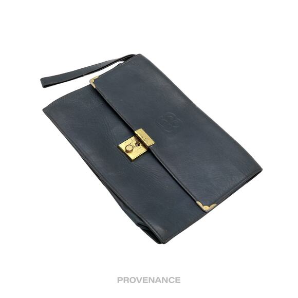 🔴 Balenciaga BB Logo Clutch Bag - Navy Leather - Picture 4 of 7